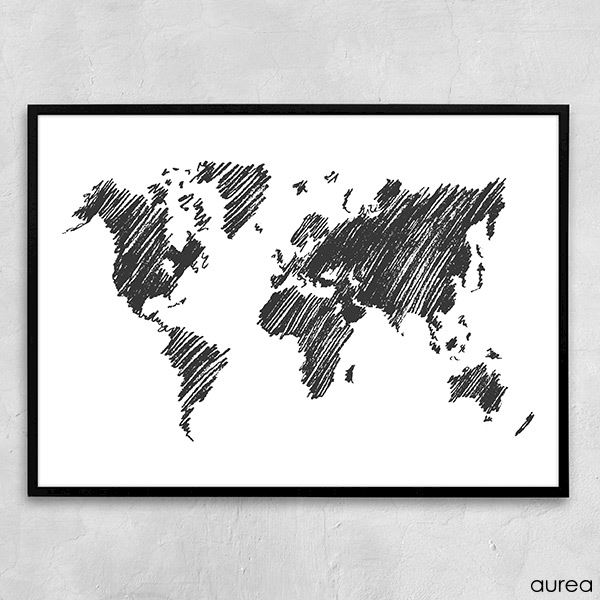 Plakat med verdenskort - Sketch