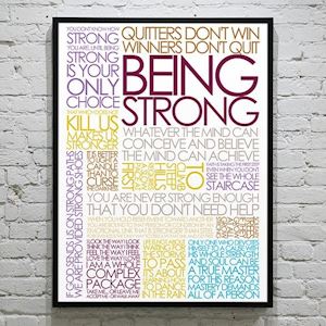Plakat med Citatcollage - Being Strong - colors 50x70cm