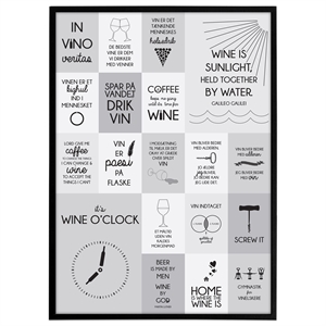 plakater med citater om vin i grå nuancer - vincitater