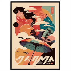Japansk farverig plakat