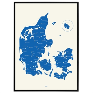 Danmarkskort i kongeblå
