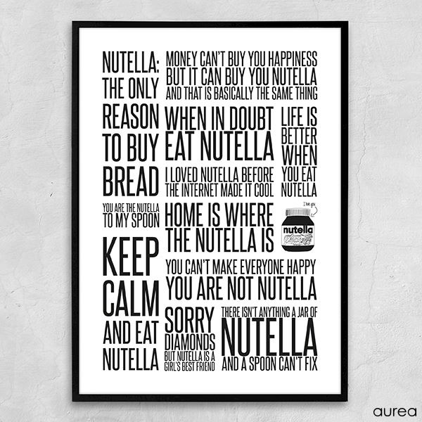 Plakat - Citatcollage - Nutella, sort og hvid