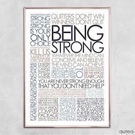Motiverende plakat til hjemmet, being strong