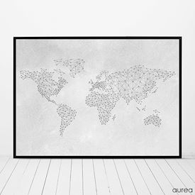 Plakat med verdenskort til hjemmet, connect