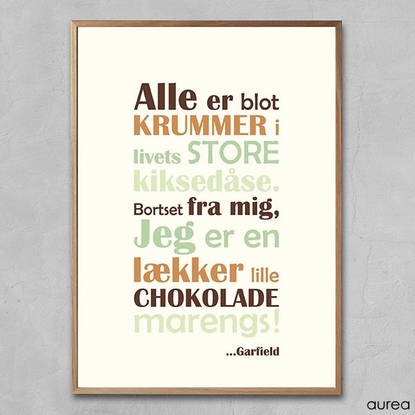 Plakat med citat af Garfield - Chokolademarengs