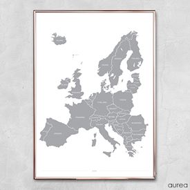 europakort lavet som plakat i grå