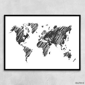 Sketch verdenskort plakat til hjemmet