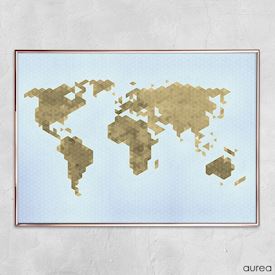 Grafisk plakat med verdenskort til hjemmet, trekanter