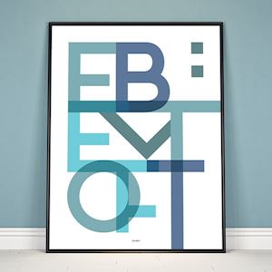 Plakat - "Bynavn" - Ebeltoft - Blå