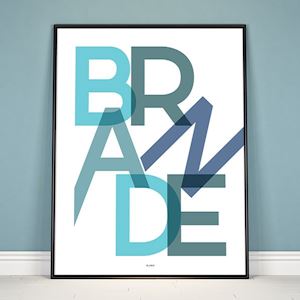 Plakat - "Bynavn" - Brande - Blå
