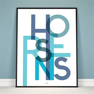 Plakat - "Bynavn" - Horsens - Blå