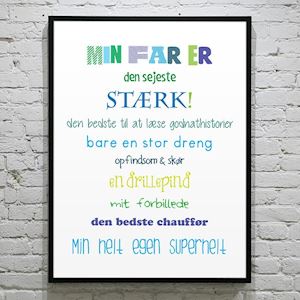 Plakat "Min far er". Colours 30x40 cm.