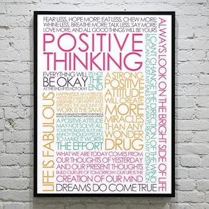Plakat med Citatcollage - Positive Thinking - colors 50x70cm