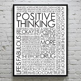 Plakat med Citatcollage - Positive Thinking, sort/hvid