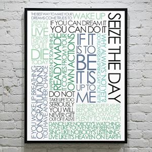 Plakat med Citatcollage - Seize the Day - colours