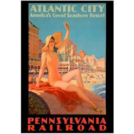 Retro Plakat - Atlantic City, Strand. 