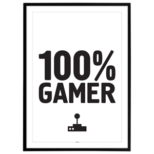 Gamer plakat "100% Gamer" - perfekt til gamerrum