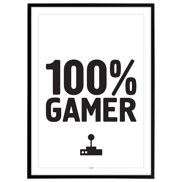 Gamer plakat "100% Gamer" - perfekt til gamerrum