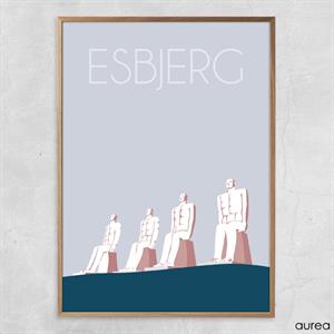 Esbjerg plakat - med ramme i egetræ