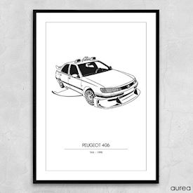 Plakat - Kendte biler, Peugeot 406 fra "Taxi"