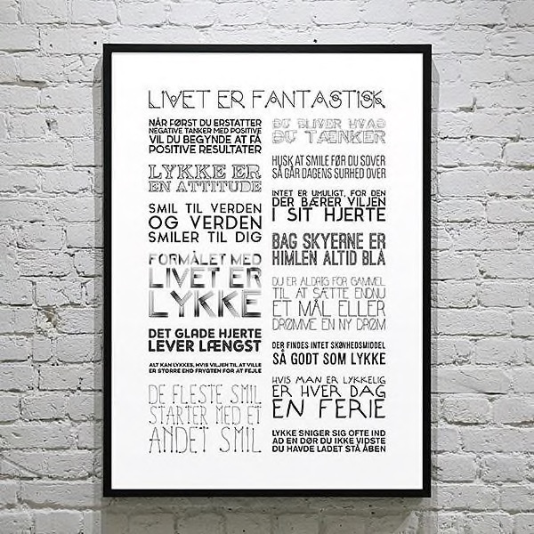 Plakat - Livet er fantastisk - sort/hvid