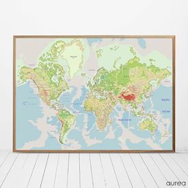 Plakat med verdenskort, retro