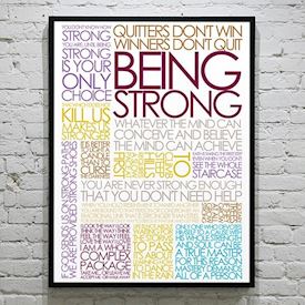 Plakat med Citatcollage - Being Strong - colors