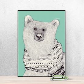 Plakat - Bjørn med striktørklæde