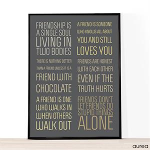 A4 plakat med tekster om venskab, engelsk