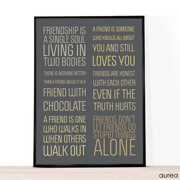 A4 plakat med tekster om venskab, engelsk