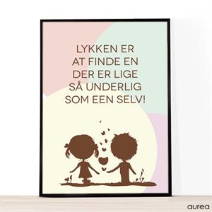 A4 plakat med citat om "Lykke er"