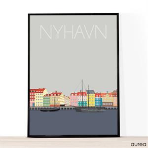 A4 illustration med motiv af Nyhavn