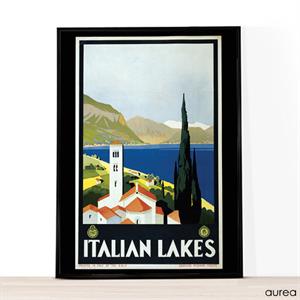 A4 plakat med retrotryk, Italian Lakes