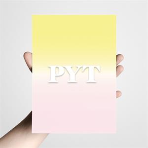 Postkort  A5 - PYT, gul/lyserød