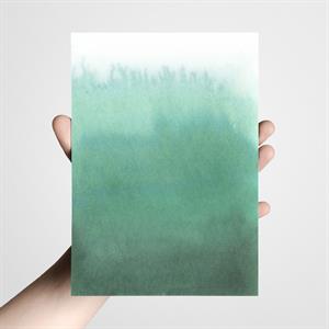 Postkort  A5 - Watercolor fading green