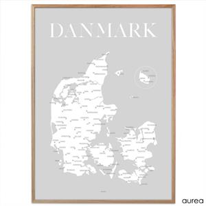 Danmarkskort - plakat i smukt design