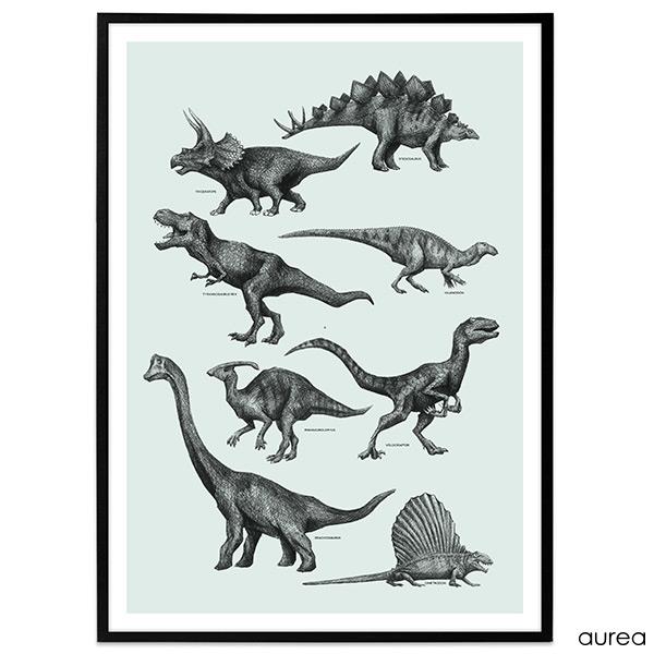 Plakat Dinosaurer, Grøn