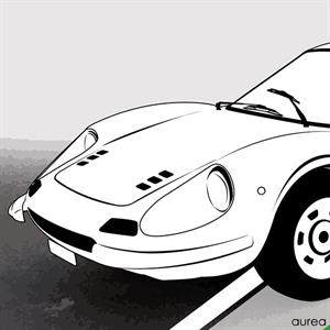 Retroplakat med Ferrari Dino