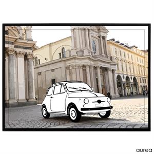 Plakat med retro Fiat 500