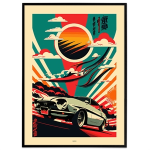 Japansk plakat med klassisk bil