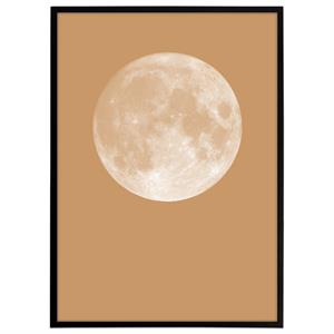 Plakat med måne og sennepsgul/orange baggrund