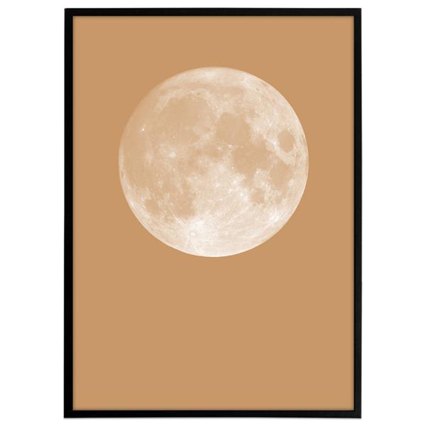 Plakat med måne og sennepsgul/orange baggrund
