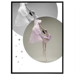 plakat af en smuk ballerina i lyserød kjole