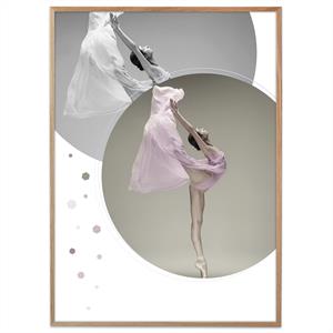 plakat af en smuk ballerina i lyserød kjole