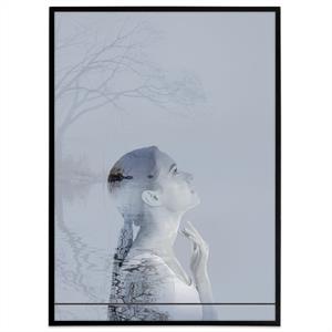 plakat med fotokunst - girl in misty meadow