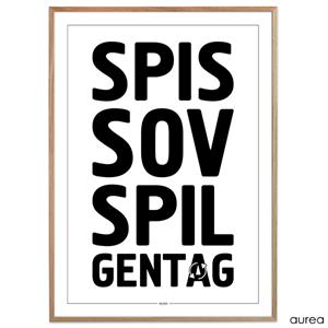 Plakat - Gamer:  "Spis | Sov | Spil -> Gentag". Køb plakat!