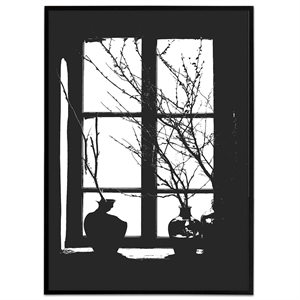Plakat med et vindue som motiv i sort/hvid