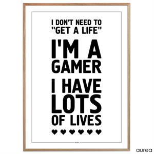 Plakat: I don\'t need to Get a Life. I\'m a gamer. I have LOTS OF LIVES"