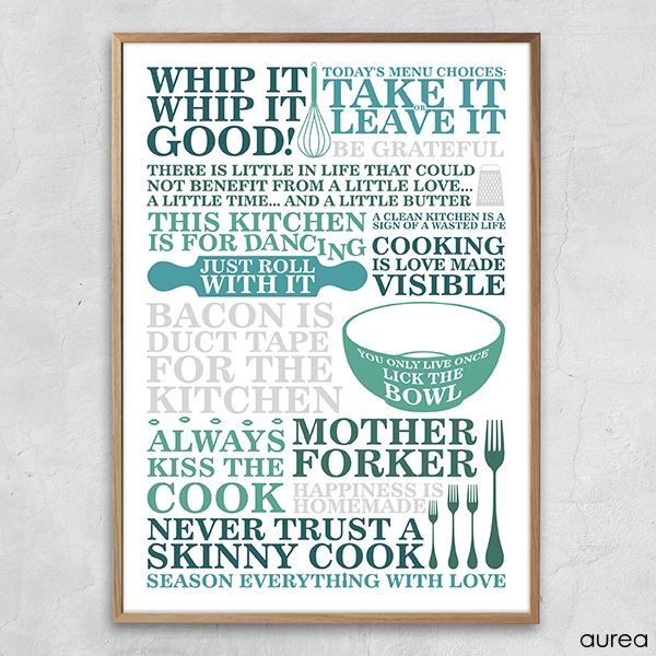 Plakat med citater til køkkenet
