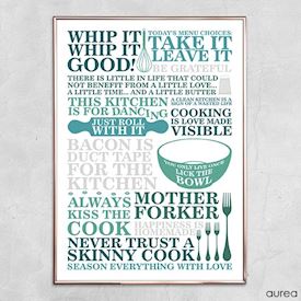 Plakat med citater til køkkenet i farver